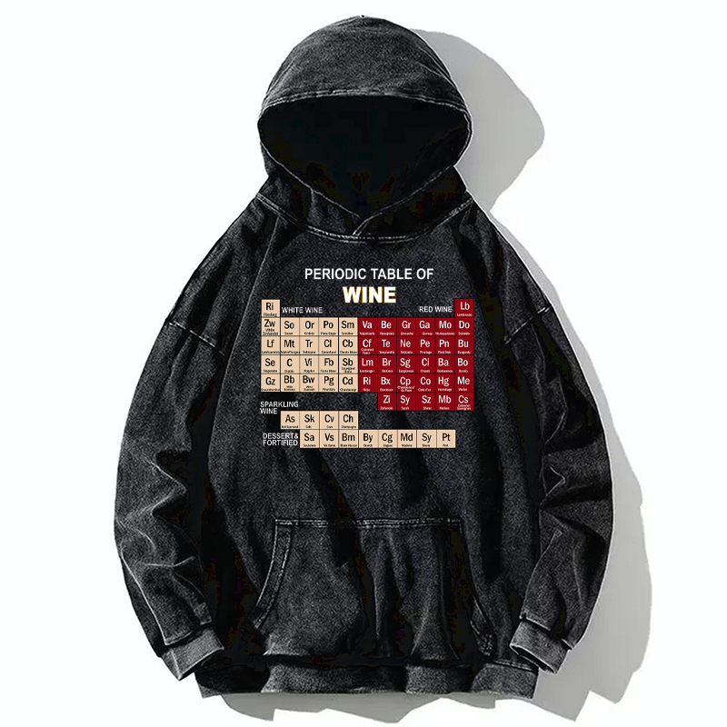 Tokyo-Tiger Table of Elements of Wine Washed Hoodie