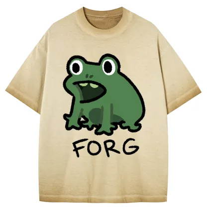 Tokyo-Tiger Funny Forg Japan Gradient Washed T-Shirt