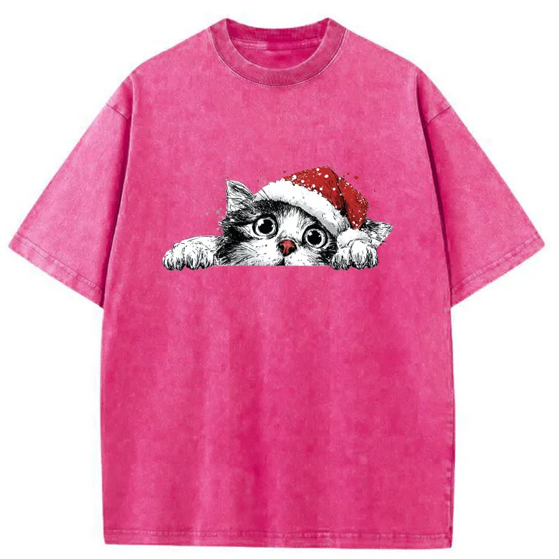 Tokyo-Tiger The Curious Christmas Cat Washed T-Shirt