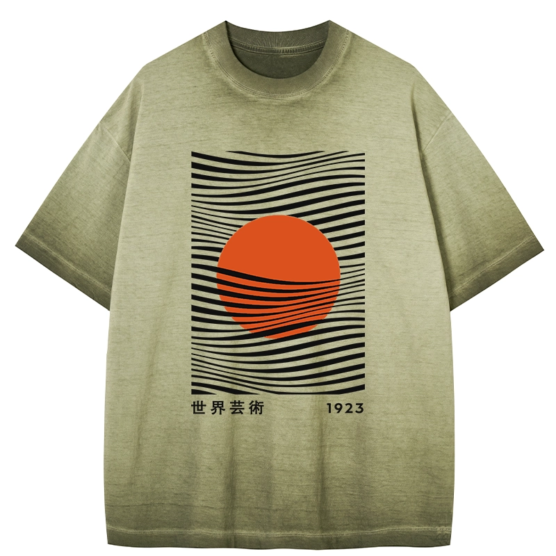 Tokyo-Tiger Minimalist Art Sun Gradient Washed T-Shirt