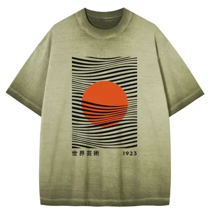 Tokyo-Tiger Minimalist Art Sun Gradient Washed T-Shirt