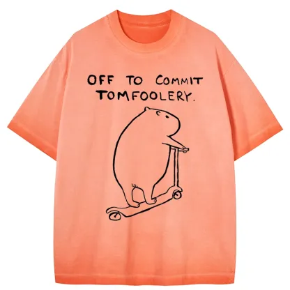 Tokyo-Tiger Capybara Is Ready To Do Something Bad Gradient Washed T-Shirt