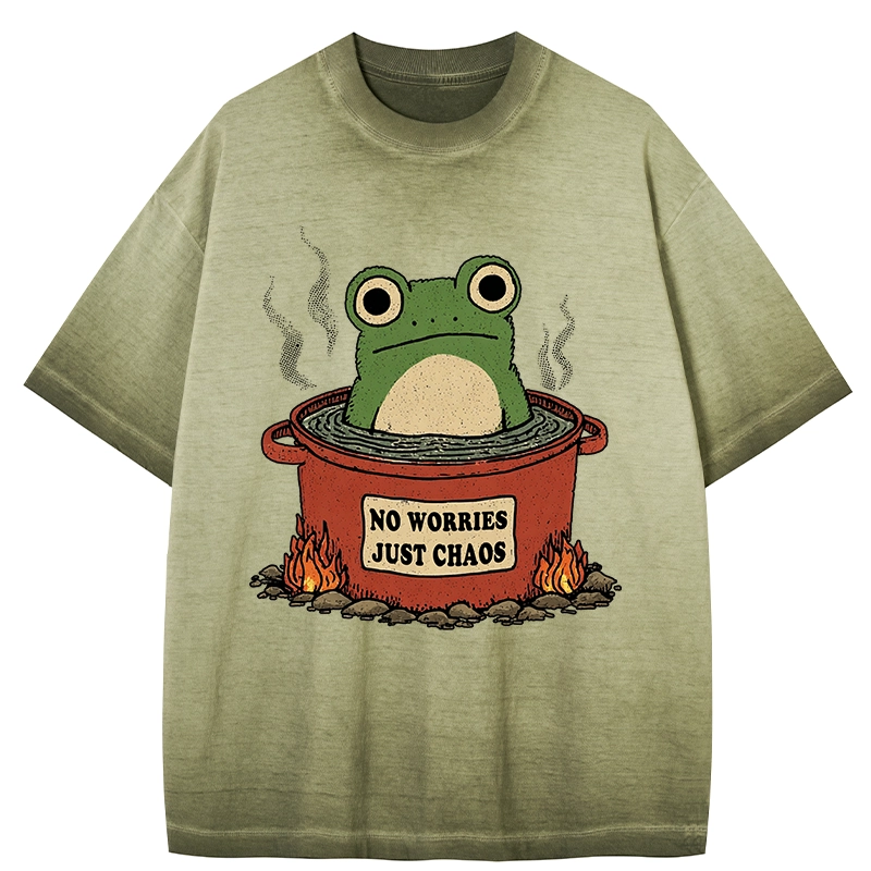 Tokyo-Tiger Frog：No Worries，Just Chaos Gradient Washed T-Shirt
