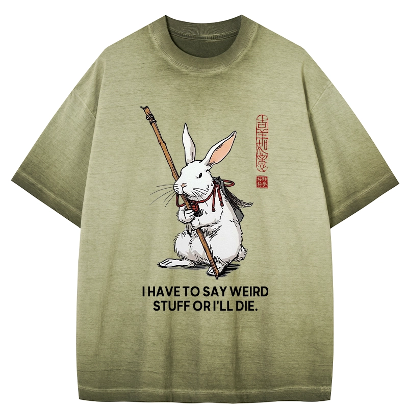 Tokyo-Tiger Rabbit Gotta Say Weird Stuff Or Die Gradient Washed T-Shirt