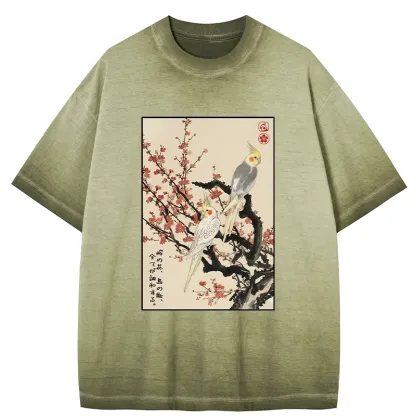 Tokyo-Tiger Whispers of Silent Blossoms Gradient Washed T-Shirt
