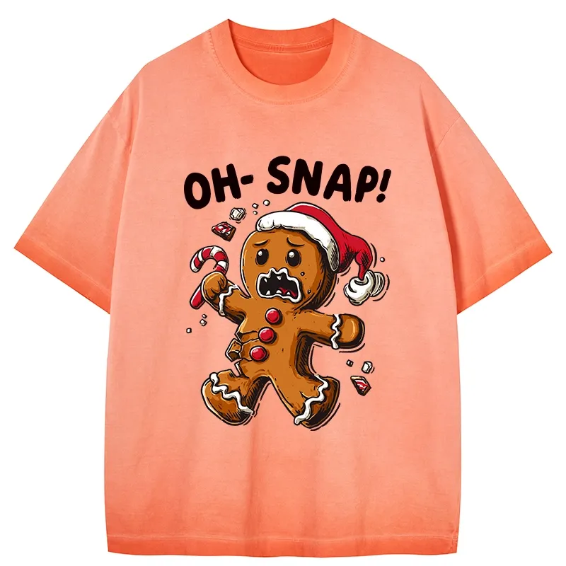 Tokyo-Tiger Oh Snap The Gingerbread Man's Christmas Chaos Gradient Washed T-Shirt