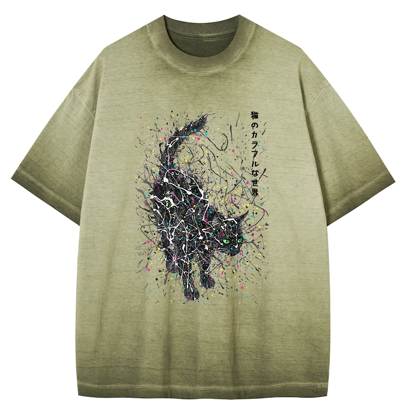 Tokyo-Tiger In The Spectrum Of Cats Gradient Washed T-Shirt