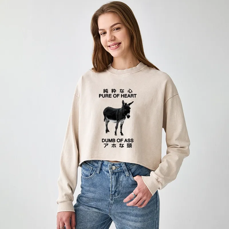 Tokyo-Tiger Pure Of Heart Dumb Of Ass Washed Crop Sweatshirt