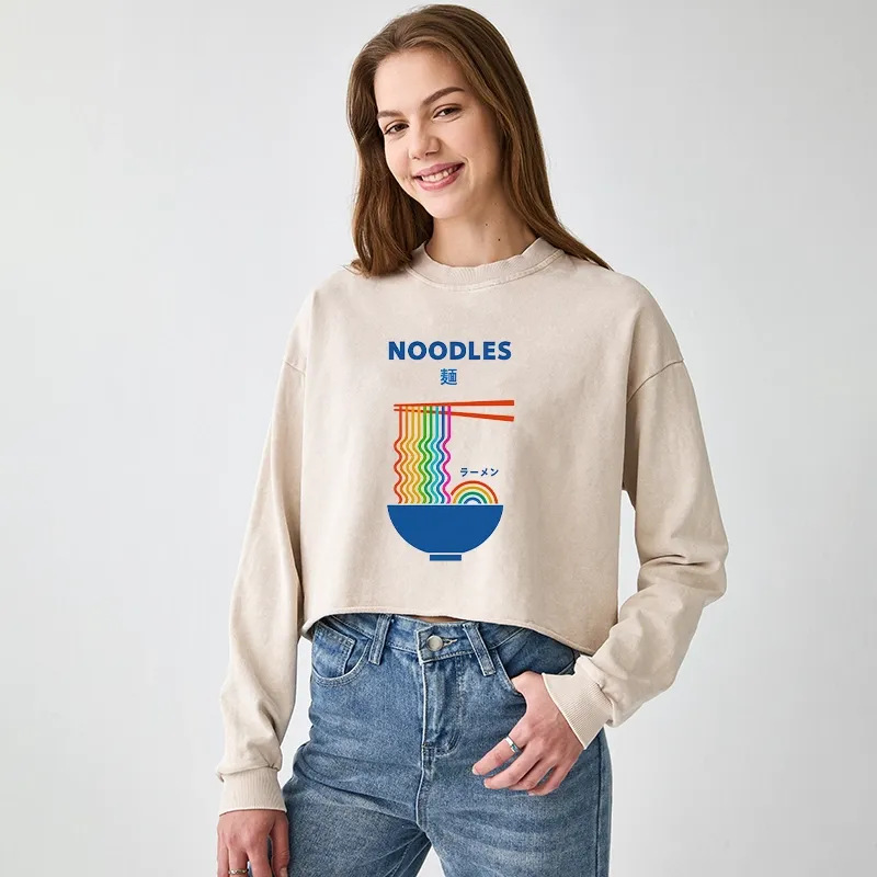 Tokyo-Tiger Rainbow Ramen Washed Crop Sweatshirt