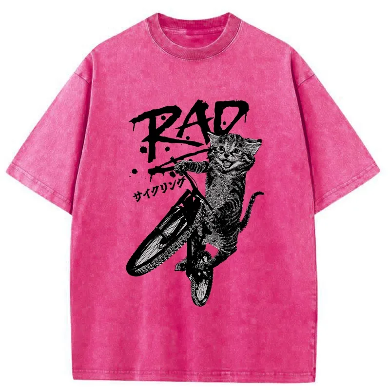Tokyo-Tiger Bicycle Lover Cat Washed T-Shirt