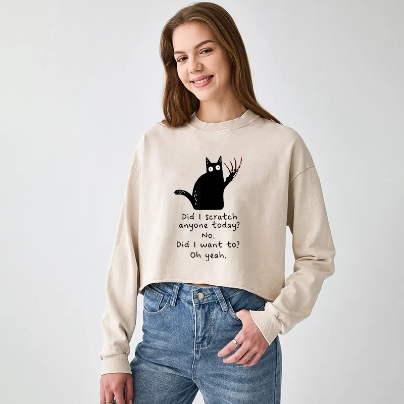 Tokyo-Tiger Cats With Sharp Claws Washed Crop Sweatshirt