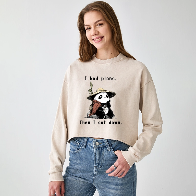 Tokyo-Tiger The Maybe Later Panda Washed Crop Sweatshirt