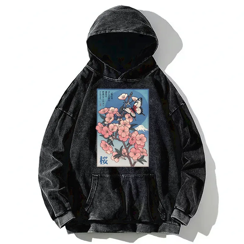 Tokyo-Tiger Ukiyoe Japanese Cherry blossoms Poster Washed Hoodie