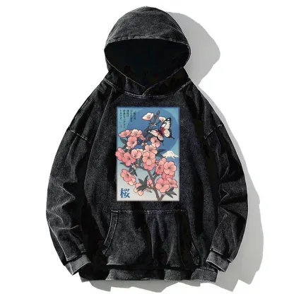 Tokyo-Tiger Ukiyoe Japanese Cherry blossoms Poster Washed Hoodie