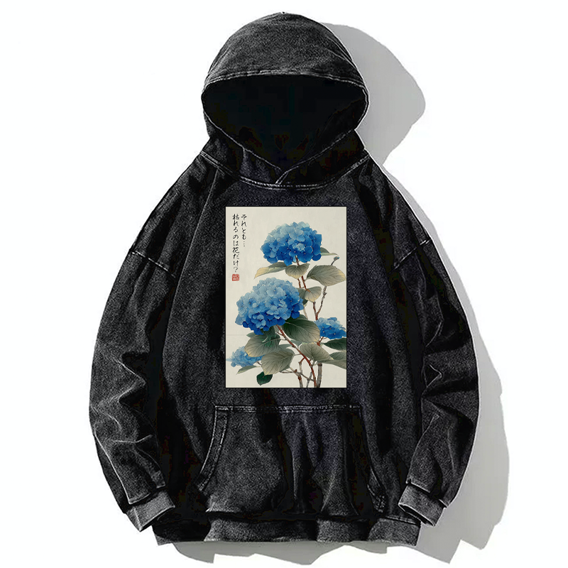 Tokyo-Tiger Ukiyoe Hydrangeas: A Reflection of the Soul Washed Hoodie