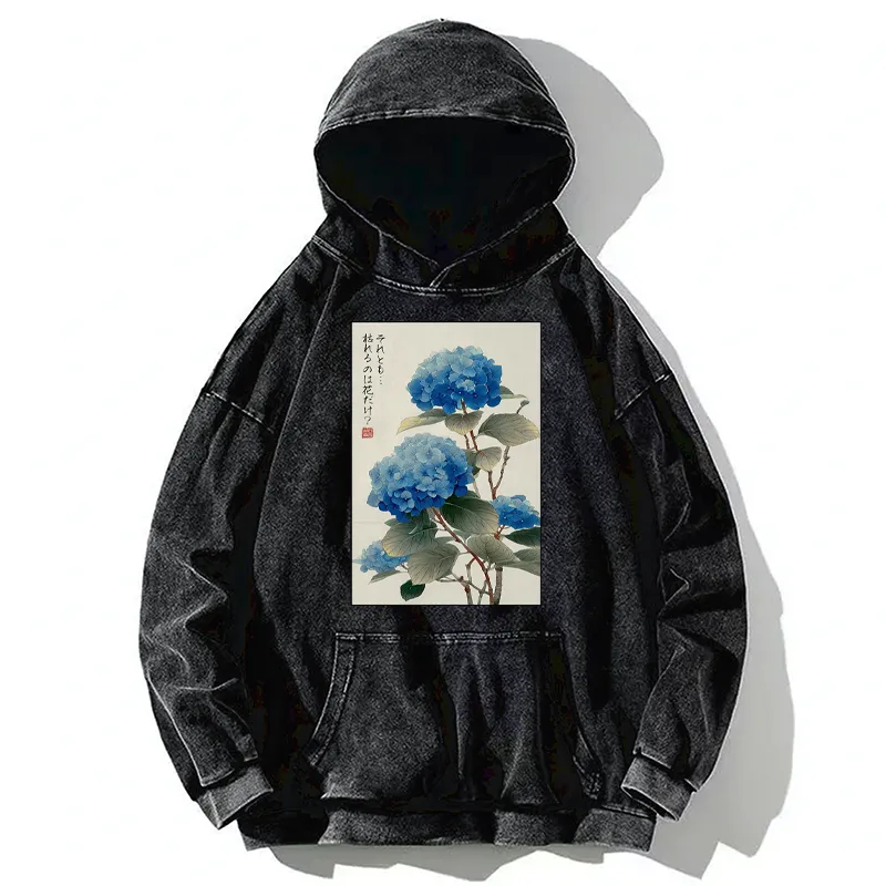Tokyo-Tiger Ukiyoe Hydrangeas: A Reflection of the Soul Washed Hoodie