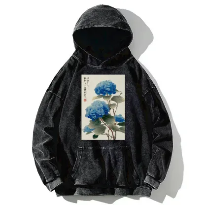 Tokyo-Tiger Ukiyoe Hydrangeas: A Reflection of the Soul Washed Hoodie