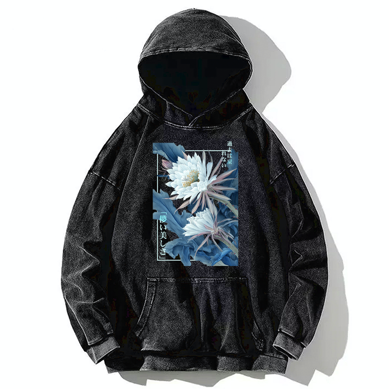 Tokyo-Tiger Vintage Epiphyllum-Short-lived beauty Poster Washed Hoodie