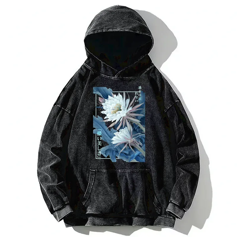 Tokyo-Tiger Vintage Epiphyllum-Short-lived beauty Poster Washed Hoodie