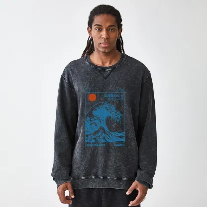 Tokyo-Tiger Hokkaido Wave Japan Washed Terry Sweatshirt