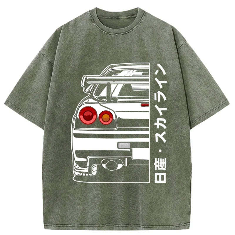 Tokyo-Tiger Nissan Skyline GTR R34 Washed T-Shirt