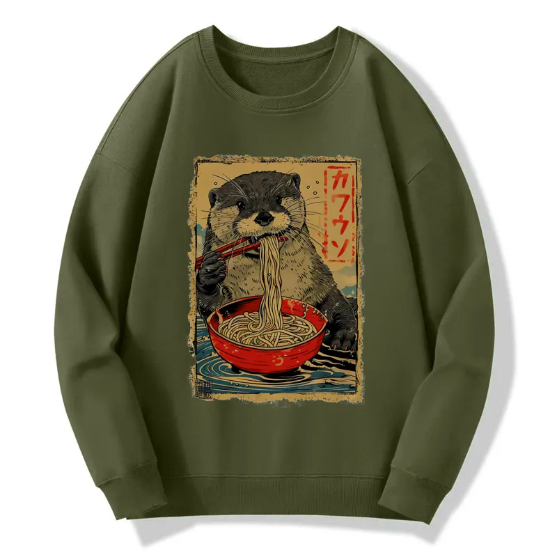 Tokyo-Tiger Otter Eating Ramen Japan Sweatshirt
