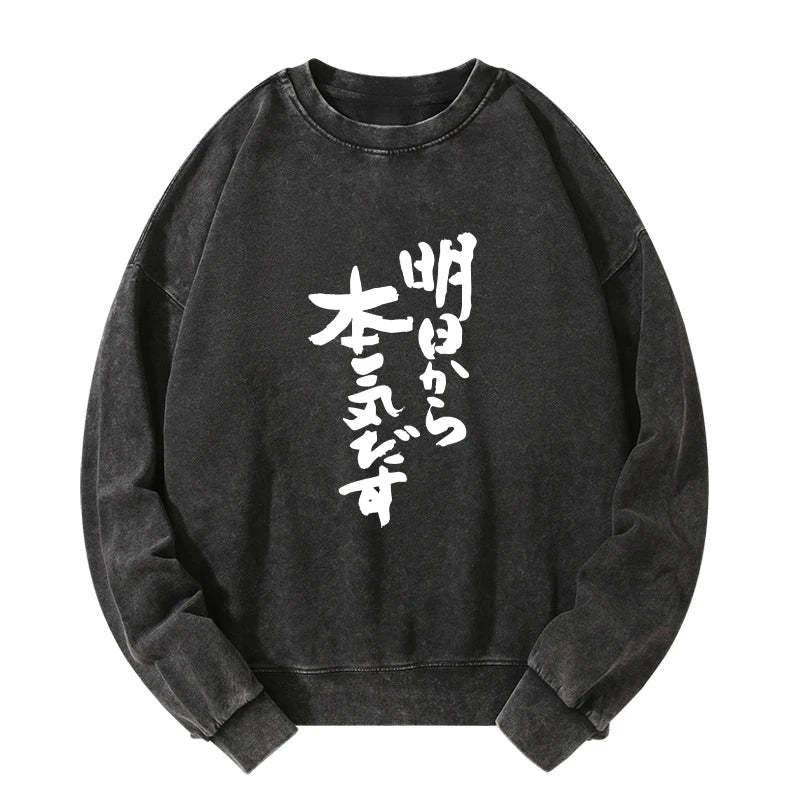 Tokyo-Tiger I'm Going To Get Serious Tomorrow Japan Washed Sweatshirt Sale