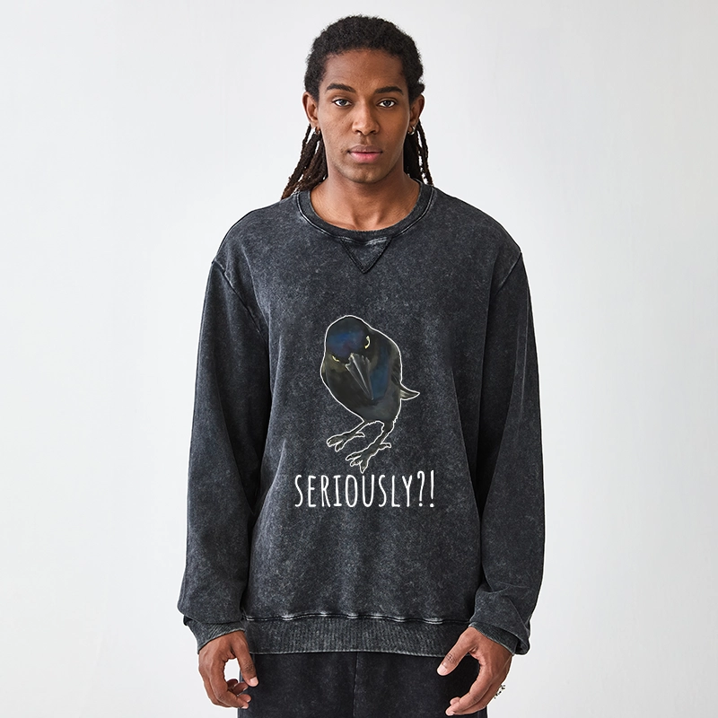 Tokyo-Tiger Raven's Question Washed Terry Sweatshirt