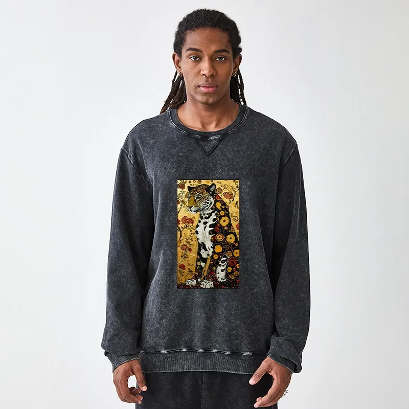 Tokyo-Tiger Magnificent Leopard Washed Terry Sweatshirt