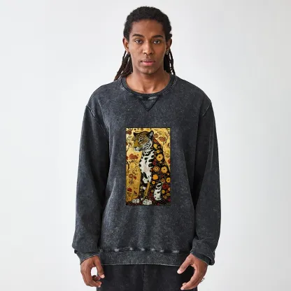 Tokyo-Tiger Magnificent Leopard Washed Terry Sweatshirt