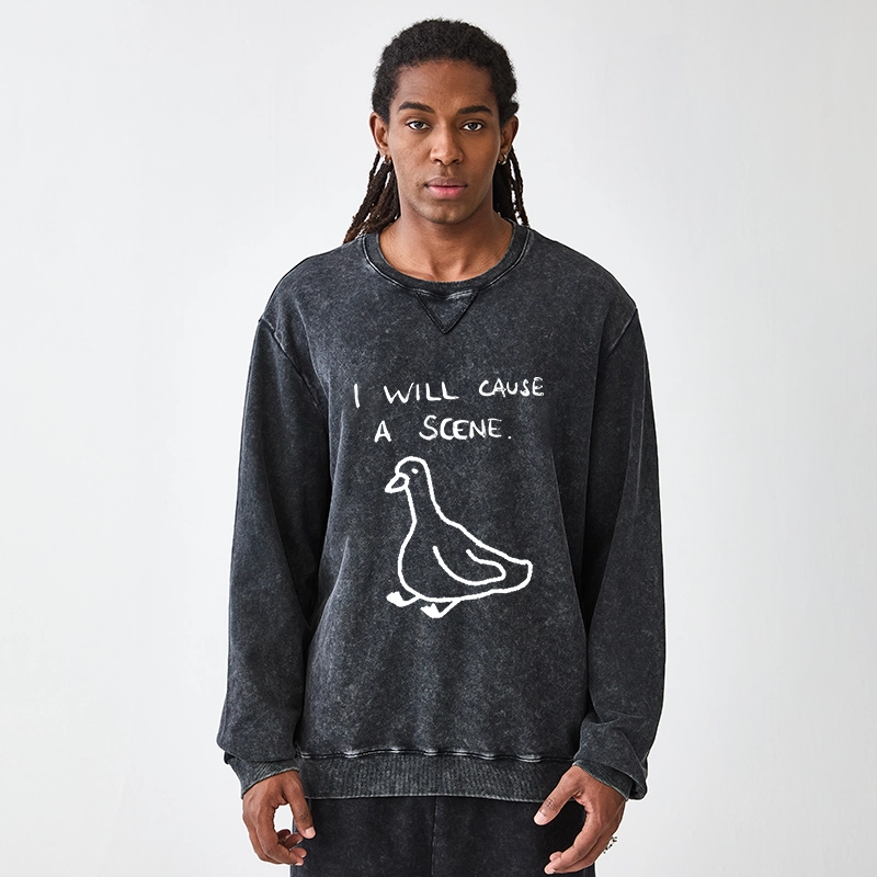 Tokyo-Tiger Stupid Goose Funny Japan Retro Washed Terry Sweatshirt