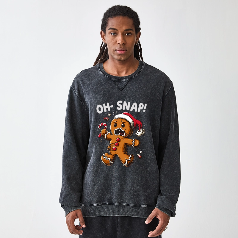 Tokyo-Tiger Oh Snap The Gingerbread Man's Christmas Chaos Washed Terry Sweatshirt