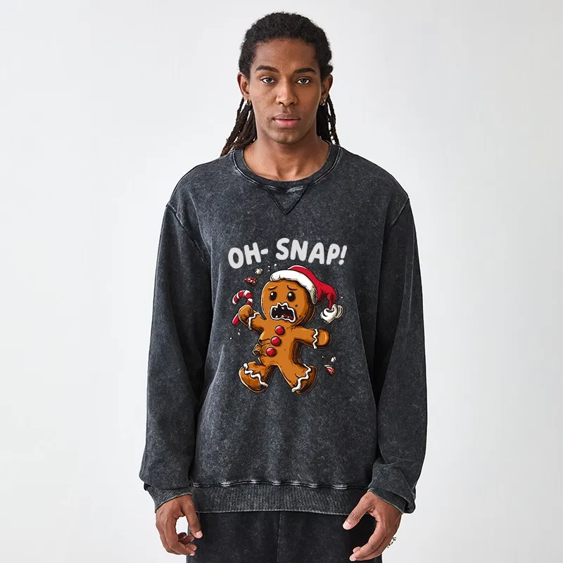 Tokyo-Tiger Oh Snap The Gingerbread Man's Christmas Chaos Washed Terry Sweatshirt