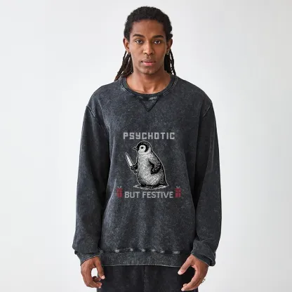 Tokyo-Tiger Overstimulated but Festive Christmas Washed Terry Sweatshirt