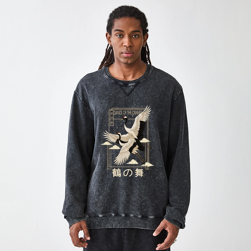 Tokyo-Tiger Dance Of The Cranes Washed Terry Sweatshirt