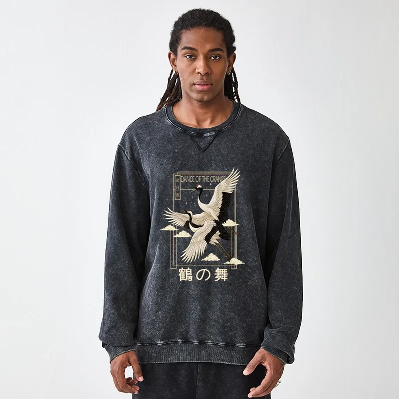 Tokyo-Tiger Dance Of The Cranes Washed Terry Sweatshirt