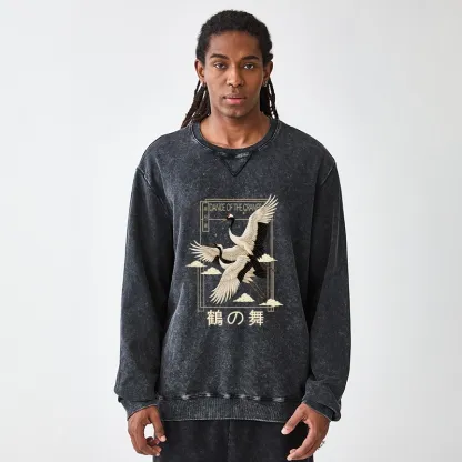 Tokyo-Tiger Dance Of The Cranes Washed Terry Sweatshirt