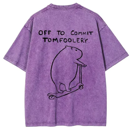 Tokyo-Tiger Capybara Is Ready To Do Something Bad Back Washed T-Shirt