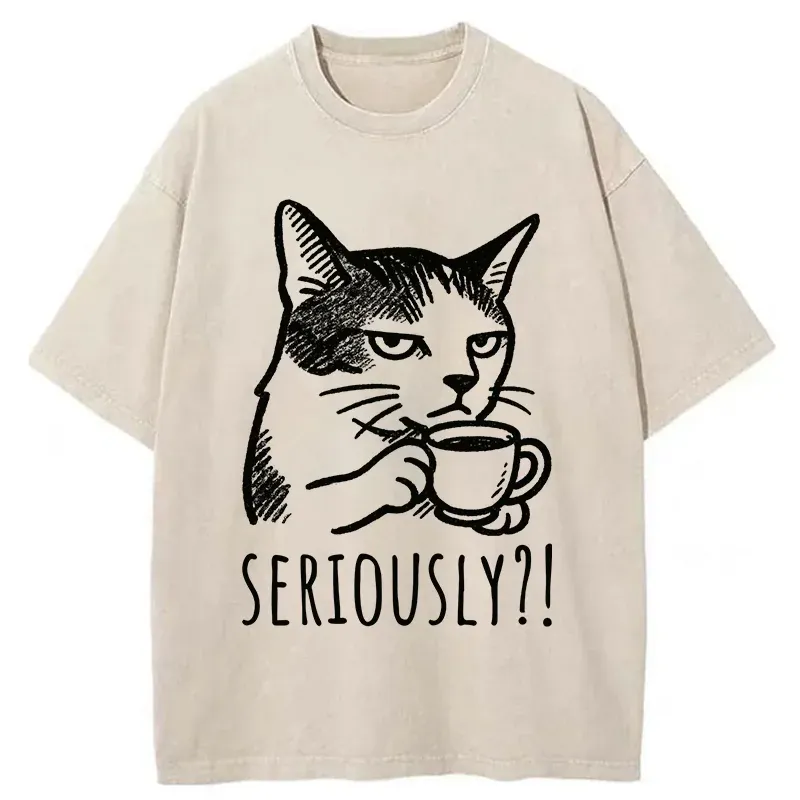 Tokyo-Tiger Cat's Suspicion Washed T-Shirt
