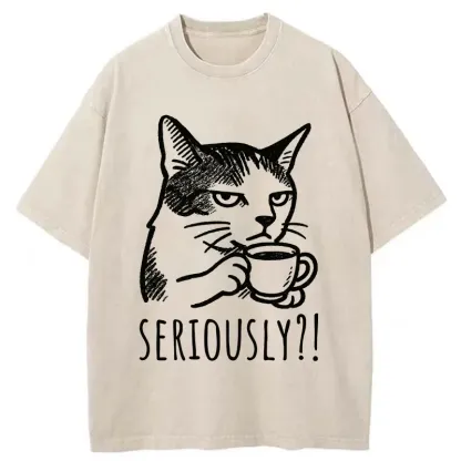 Tokyo-Tiger Cat's Suspicion Washed T-Shirt