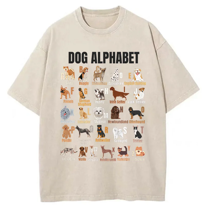 Tokyo-Tiger Alphabet For Dogs Washed T-Shirt