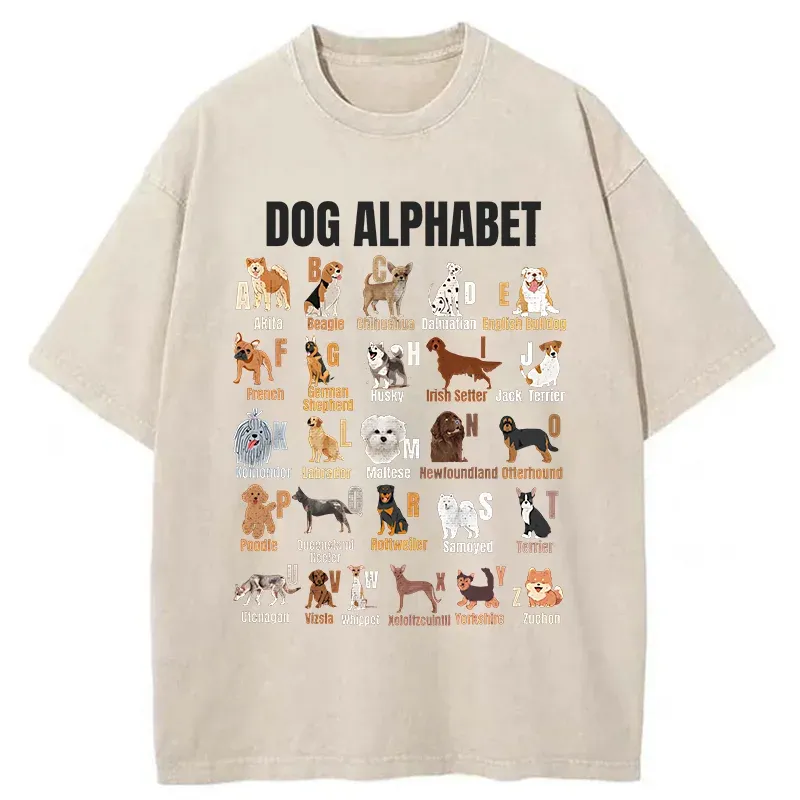 Tokyo-Tiger Alphabet For Dogs Washed T-Shirt
