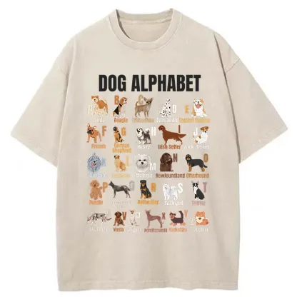 Tokyo-Tiger Alphabet For Dogs Washed T-Shirt
