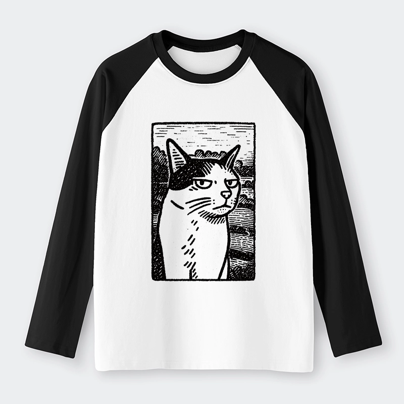 Tokyo-Tiger Cat's Hateful Eyes Raglan Long Sleeve T-shirt