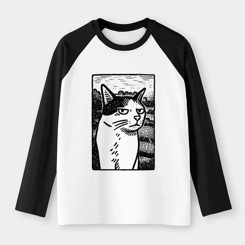 Tokyo-Tiger Cat's Hateful Eyes Raglan Long Sleeve T-shirt