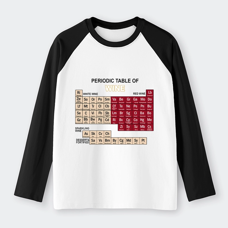 Tokyo-Tiger Table of Elements of Wine Raglan Long Sleeve T-shirt