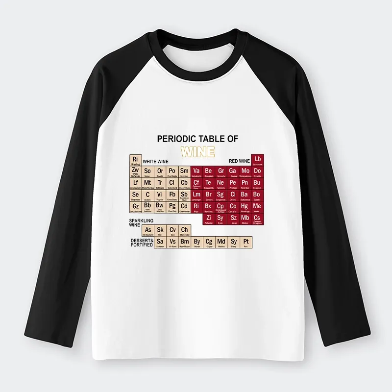 Tokyo-Tiger Table of Elements of Wine Raglan Long Sleeve T-shirt