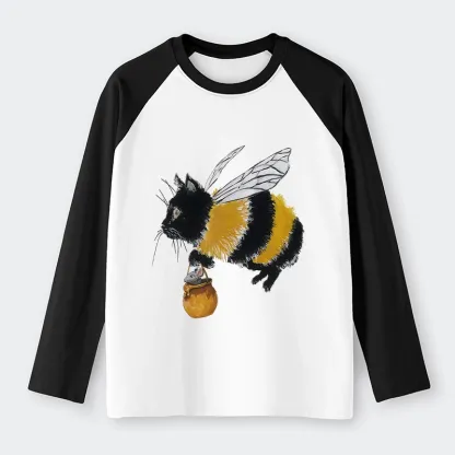 Tokyo-Tiger Catbee Funny Raglan Long Sleeve T-shirt