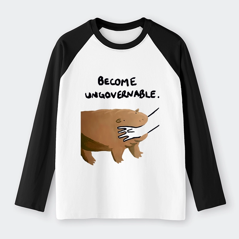 Tokyo-Tiger Moo Deng Bites Someone's Arm Raglan Long Sleeve T-shirt