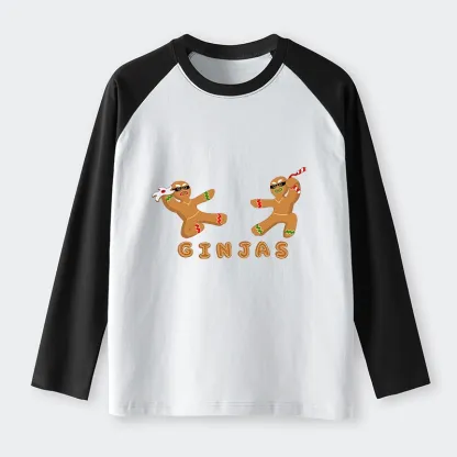 Tokyo-Tiger Gingerbread Ninja Raglan Long Sleeve T-shirt